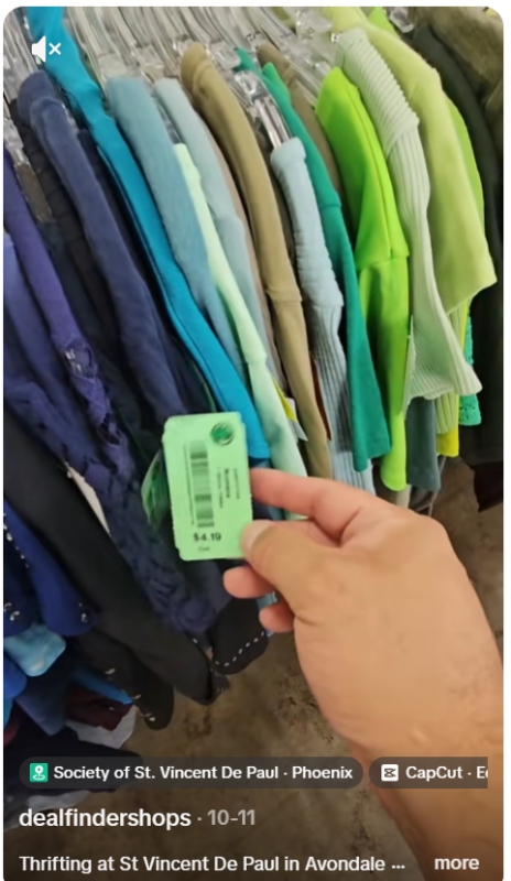 Price tag for clothes on rack